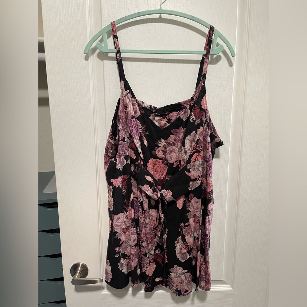 Torrid Black and Purple Floral Tank Size 5